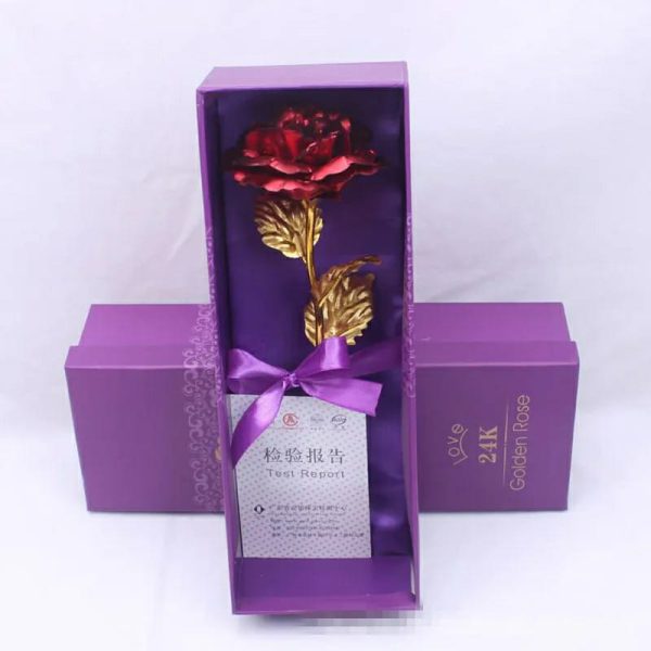 24k Gold Plated Rose (with Love Holder Box) Gift Ramazan Greeting Mother’s Day Gift Flower Gold Dipped Rose