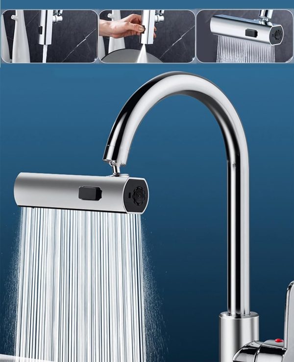 Multifunctional Kitchen Sink Waterfall Faucet Pressurized Shower Bubbler Splash-proof 4 Modes Spout Bathroom Basin Tap Extender Adapter