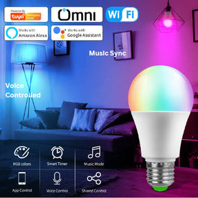 Color Changing Smart Wifi Rgb Led Bulb, Dim-able And Color Changing – Voice Controlled, 13watt – 220v Led Smart Rgb Bulb, 16 Million Colors + White