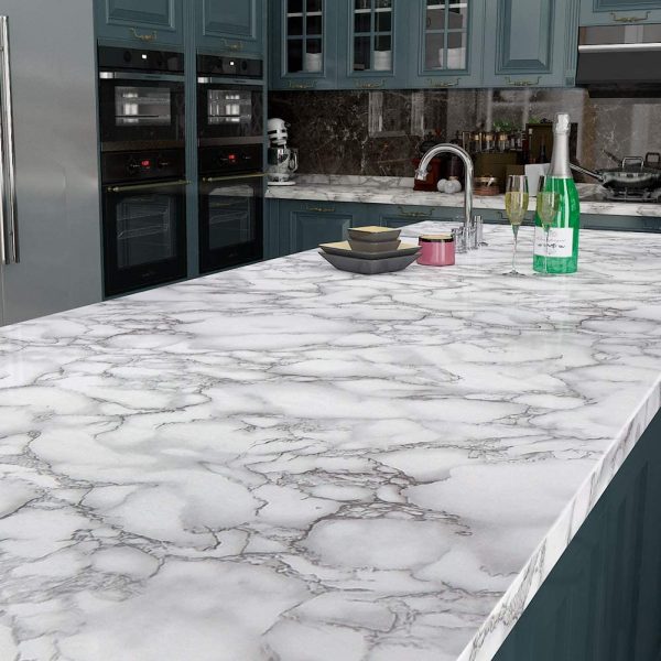 Self Adhesive White Marble Sheet Sticker For Kitchen, Cupboard, Wall – Anti Oil And Heat Resistant Wallpaper (60*2m)